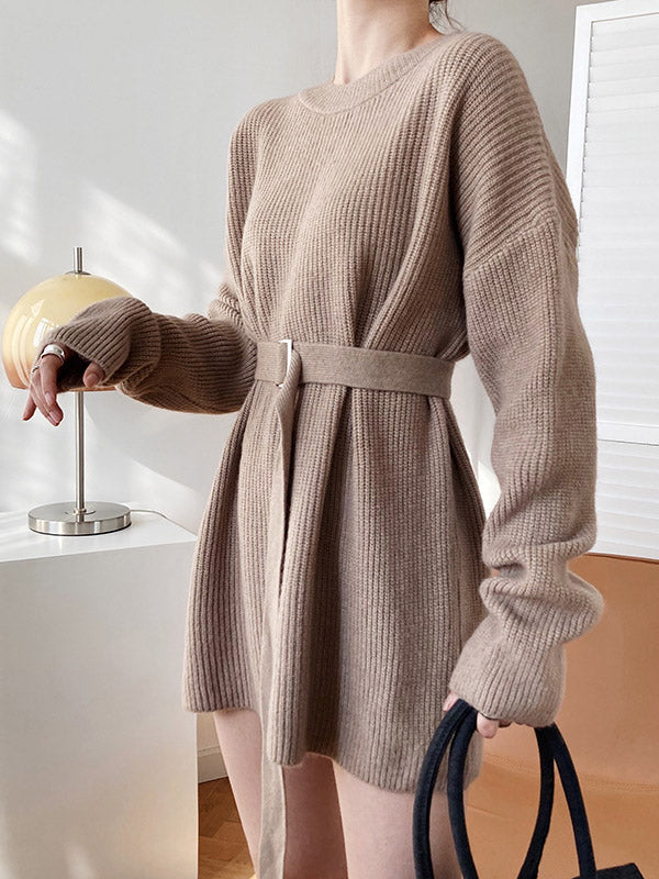 xakxx Loose Lace-Up Knitting Dress