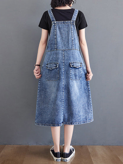 xakxx Original Sleeveless With Pocket Denim Dress