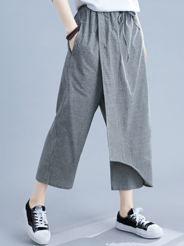 xakxx Original Plaid Irregularity Column Pants