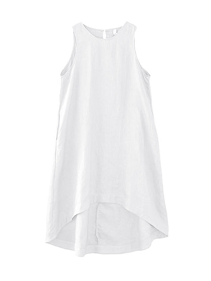 xakxx High-Low Loose Solid Color Round-Neck Midi Dresses