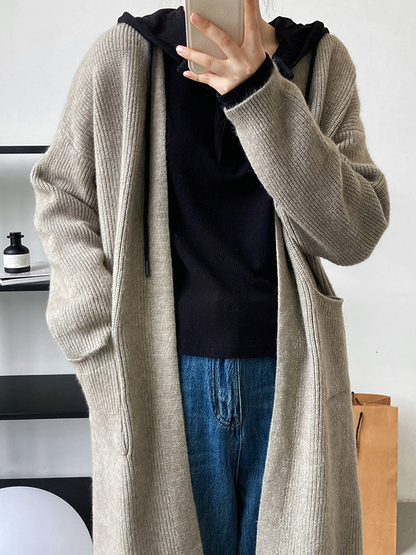 xakxx Casual Loose Solid Color Cardigan Tops