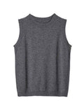 xakxx xakxx-Urban Loose Solid Round-Neck Vest Top& V-Neck Sweater Tops& Wide Leg Pants Three-Piece Set