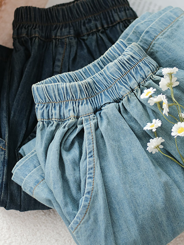 xakxx Artistic Retro Loose Wide Legs Elasticity Jean Pants