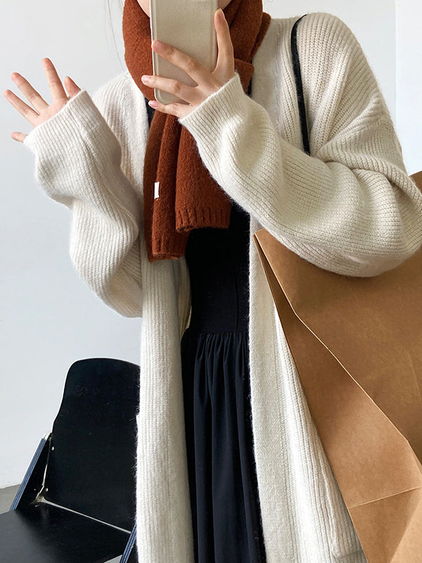 xakxx Casual Loose Solid Color Cardigan Tops