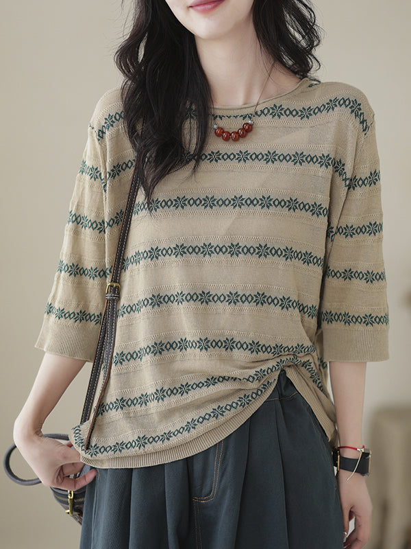 xakxx Half Sleeves Loose Printed Round-Neck T-Shirts Tops