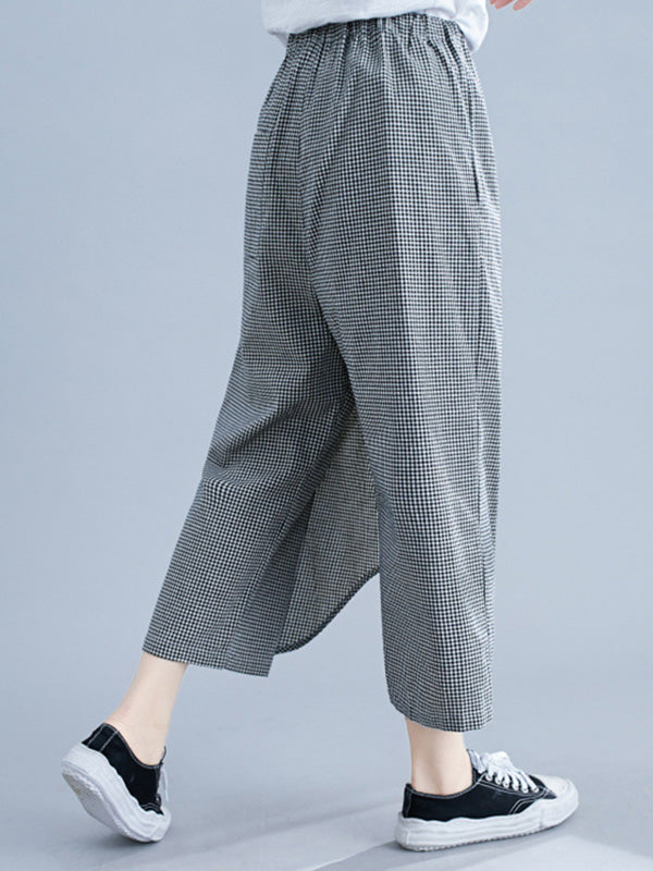 xakxx Original Plaid Irregularity Column Pants