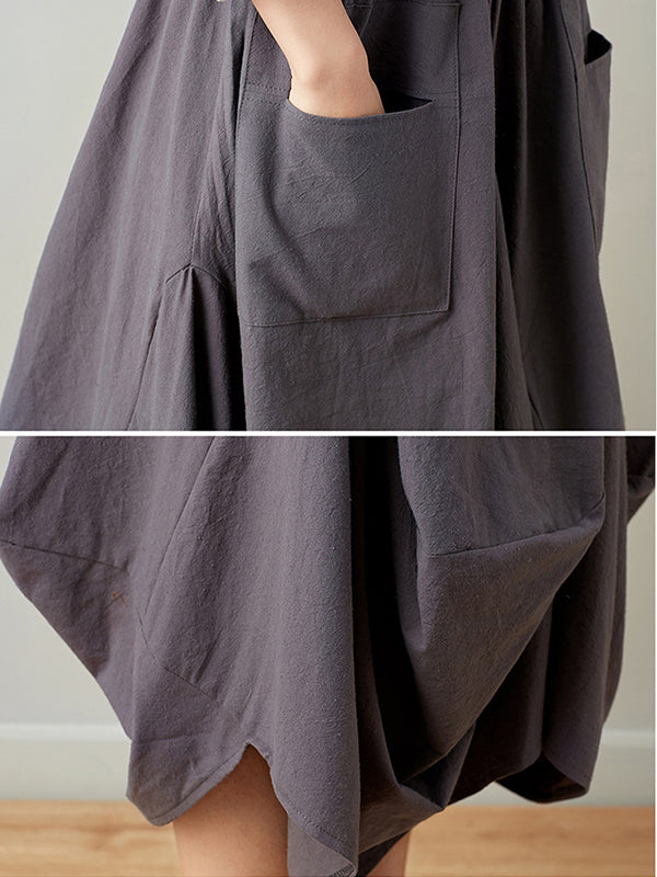xakxx Artistic Retro Ramie Cotton 6 Colors Loose Irregular Elasticity Skirt