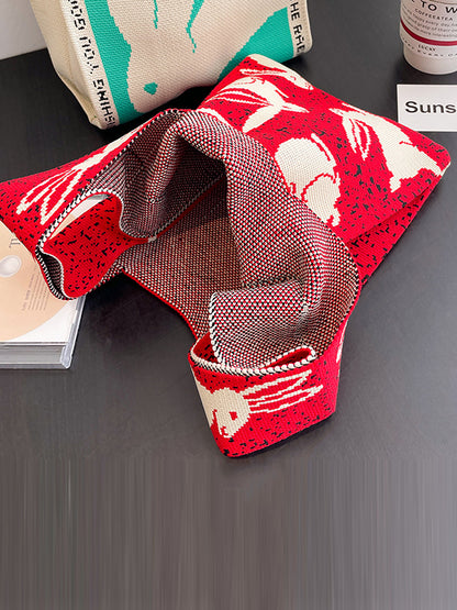 xakxx Animal Printed Woven Handbag