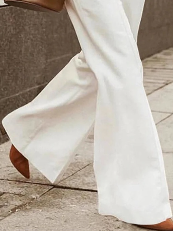 xakxx Loose Wide Leg Solid Color Casual Pants Bottoms