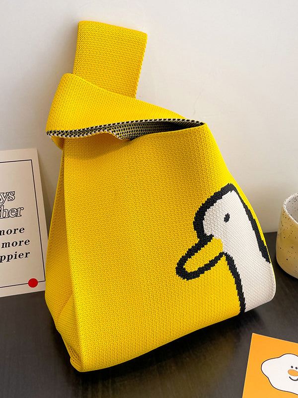 xakxx Cartoon Printed Bags Accessories Woven Handbag