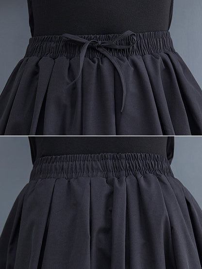 xakxx Urban Loose Drawstring High Waisted Black Bubble Skirt