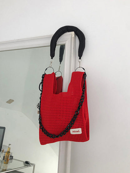 xakxx Chains Hollow Woven Shoulder Bags Handbags