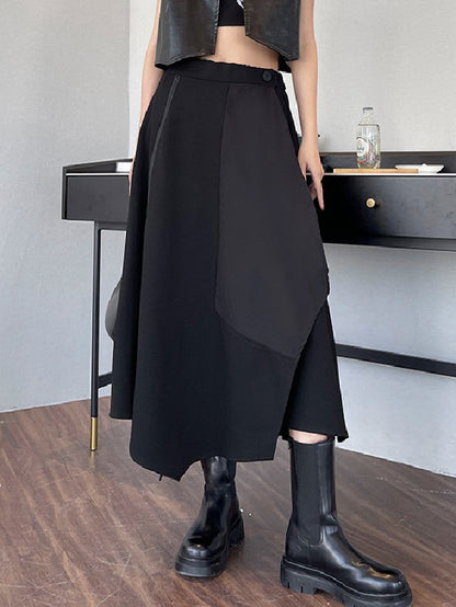 xakxx Casual High Waisted Irregularity Solid Color Skirt