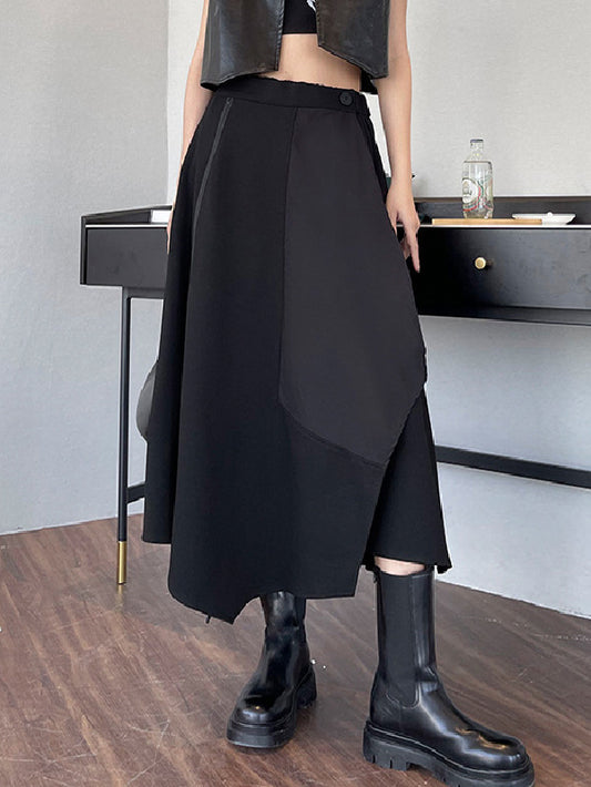 xakxx Casual High Waisted Irregularity Solid Color Skirt