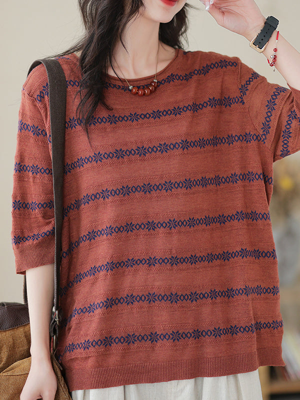 xakxx Half Sleeves Loose Printed Round-Neck T-Shirts Tops