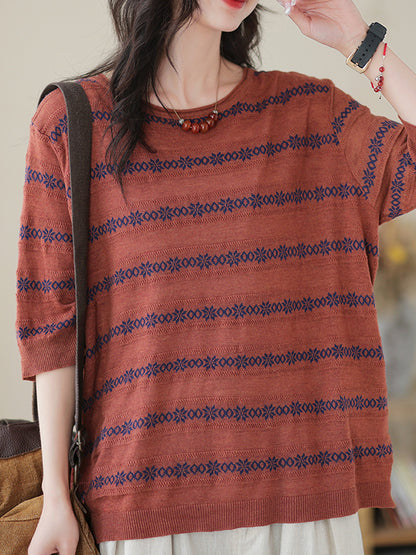 xakxx Half Sleeves Loose Printed Round-Neck T-Shirts Tops