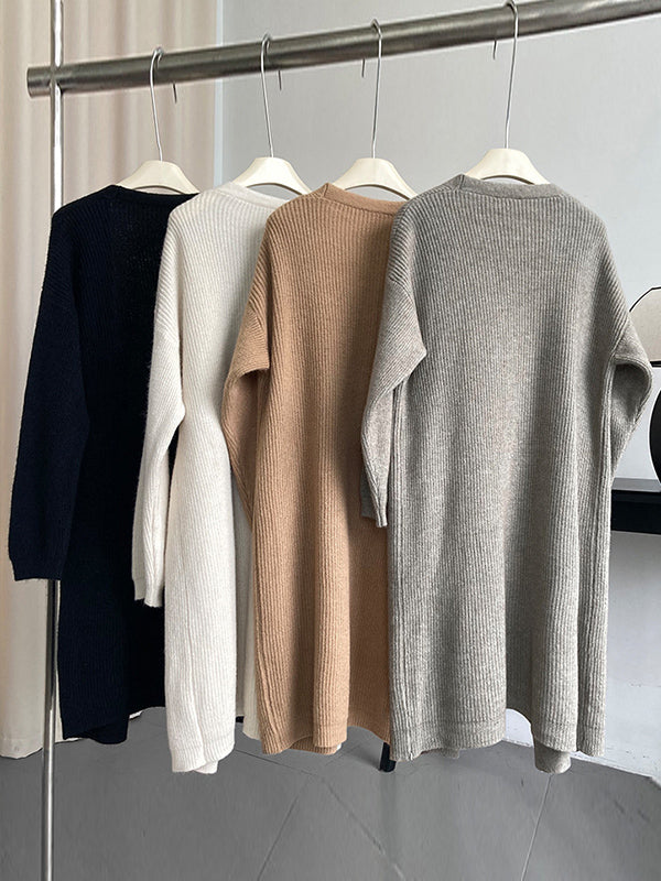 xakxx Casual Loose Solid Color Cardigan Tops