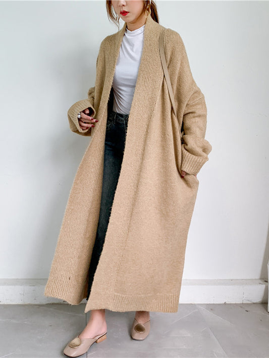 xakxx Urban Simple Loose Solid Color Knitting Cardigan Coat