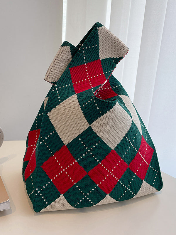 xakxx Urban Checkerboard Contrast Color Color-Block Bags Accessories Handbags