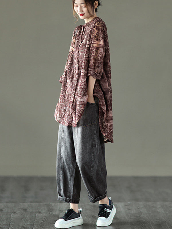 xakxx Vintage Loose Embroidered Lace Hollow Blouse