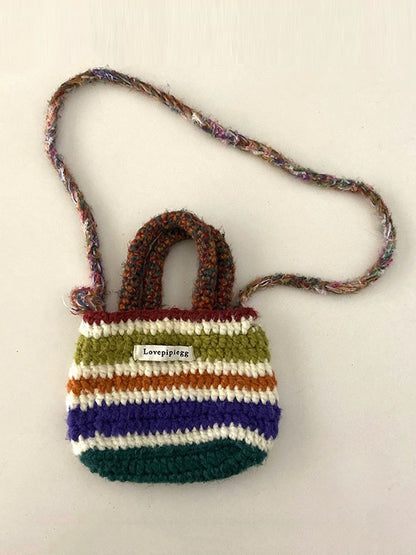 xakxx Colorful Contrast Color Crossbody Bag Woven Handbag
