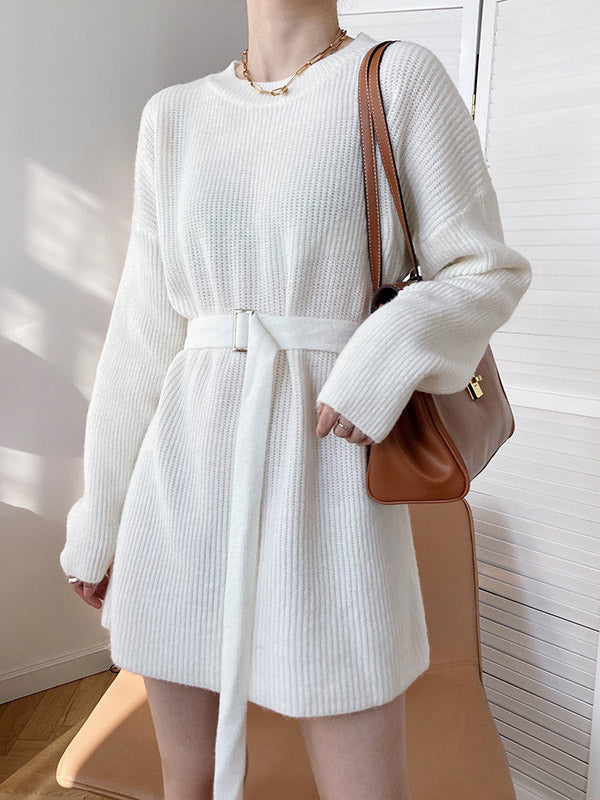 xakxx Loose Lace-Up Knitting Dress