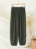 xakxx Loose Solid Color Corduroy Casual Ninth Pants Bottoms