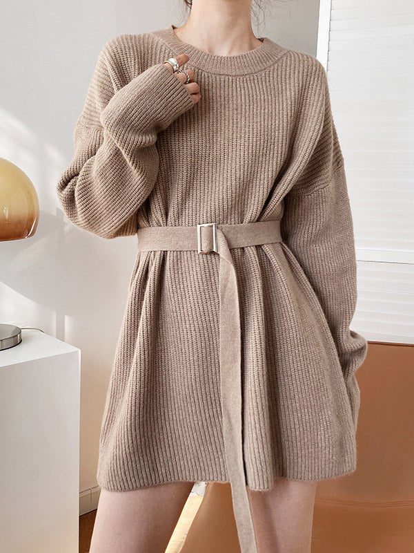 xakxx Loose Lace-Up Knitting Dress