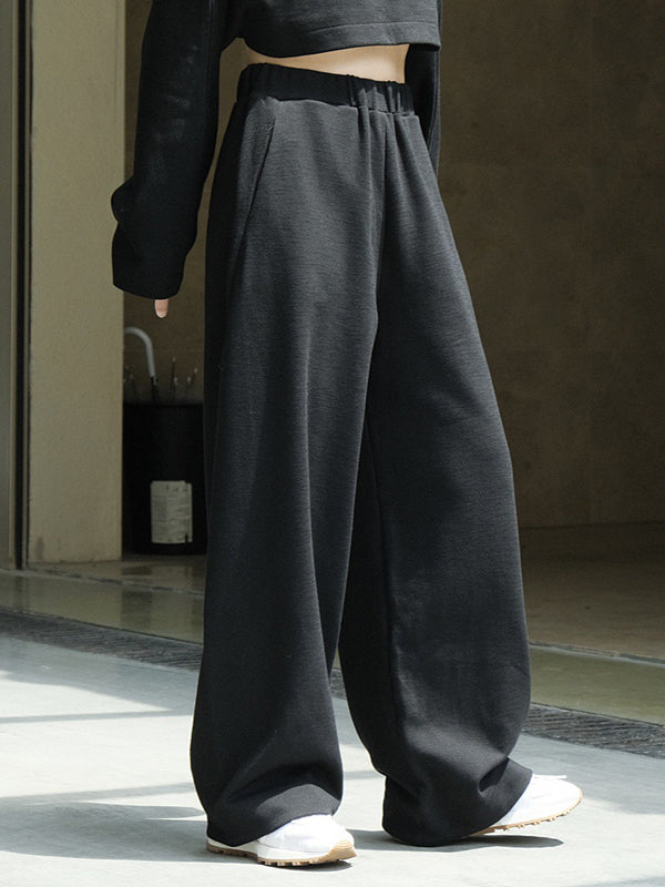 xakxx Casual Wide Leg Loose Solid Color Pants