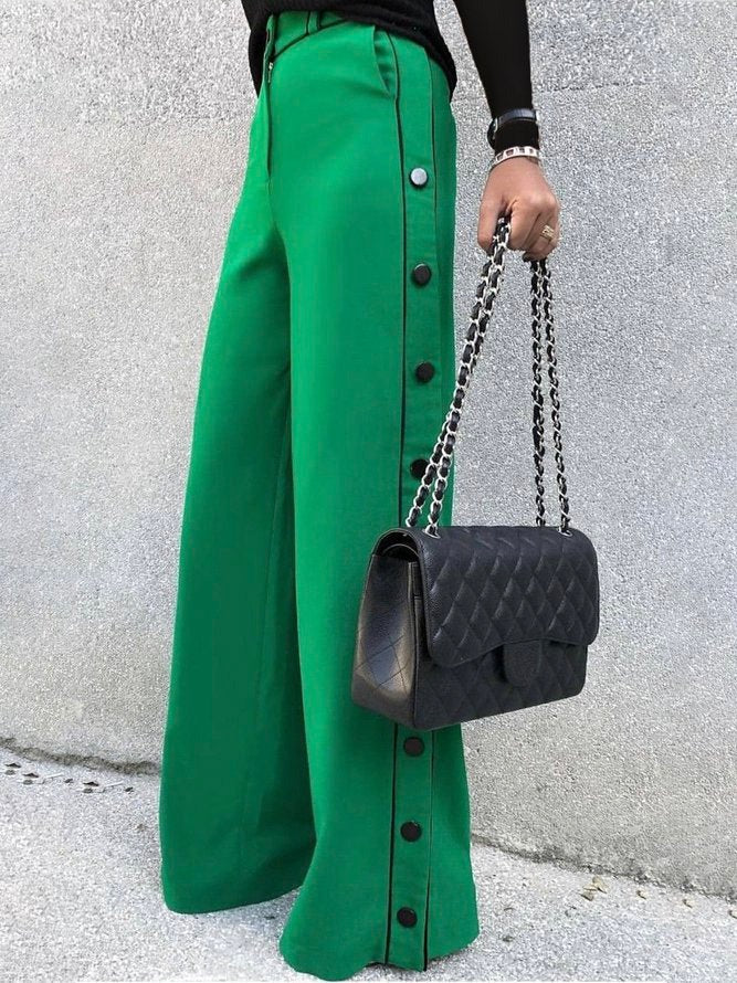 xakxx Stylish Wide Leg H-Line Solid Color Pants