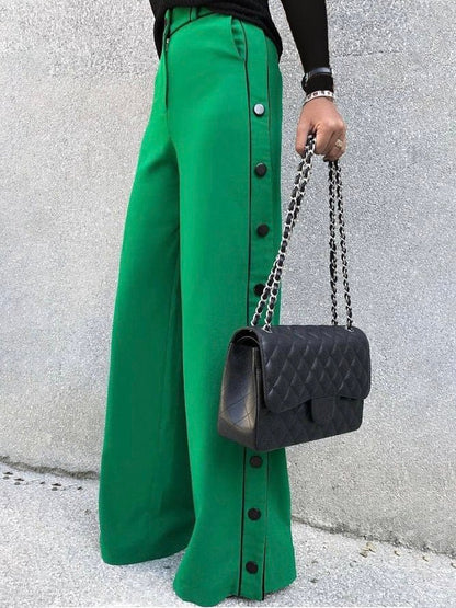 xakxx Stylish Wide Leg H-Line Solid Color Pants