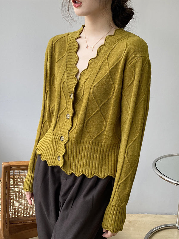 xakxx Original Stylish Casual 7 Colors Buttoned Jacquard V-Neck Sleeveless Cardigan Top