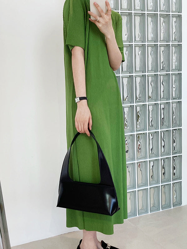 xakxx Original Casual Pleated Solid Color Midi Dress