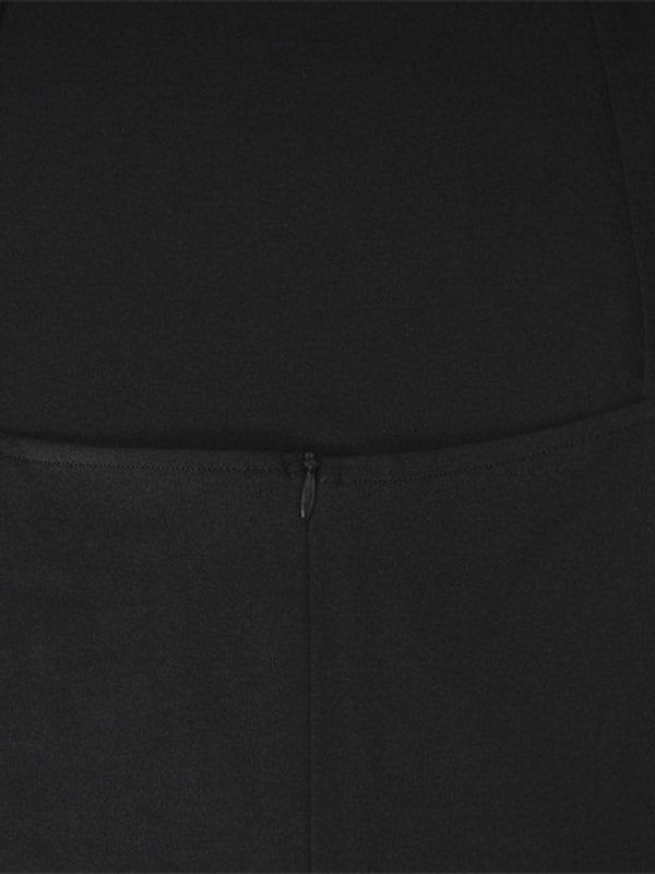 xakxx Long Sleeves Skinny Back Cross Split-Side Tasseled High Neck Evening Dresses Midi Dresses