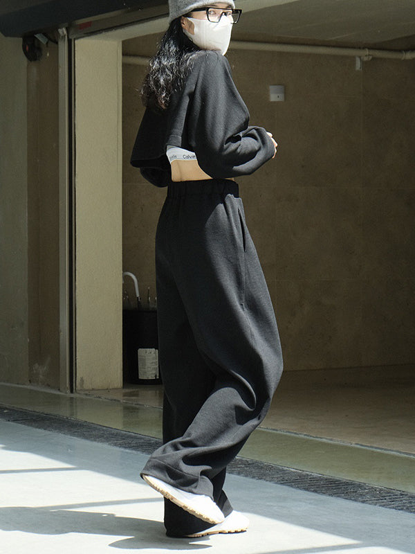 xakxx Casual Wide Leg Loose Solid Color Pants