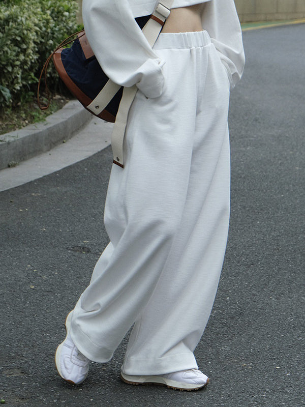xakxx Casual Wide Leg Loose Solid Color Pants