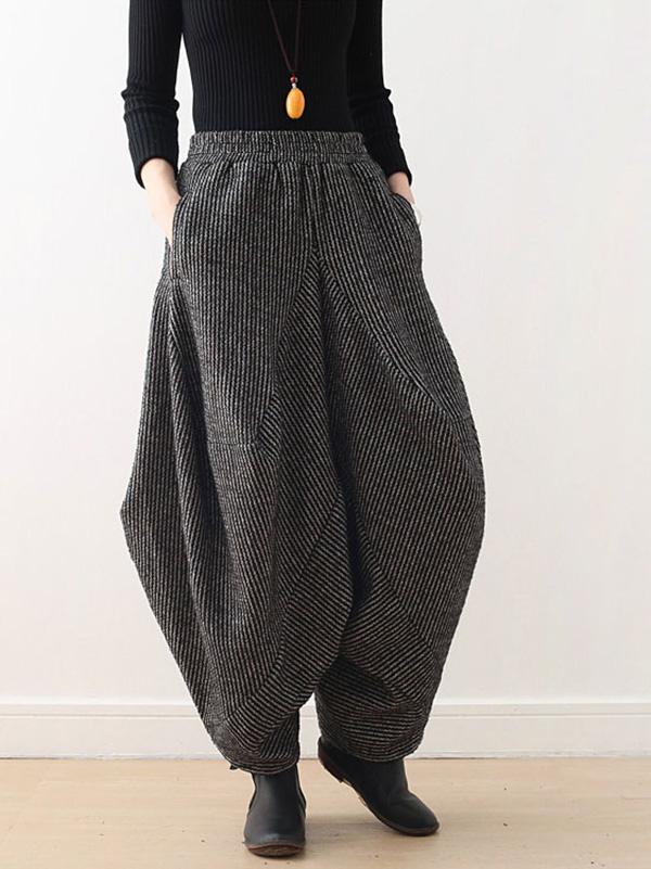 xakxx Vintage Knitted Thickening Asymmetric Lantern Wide Leg Pants