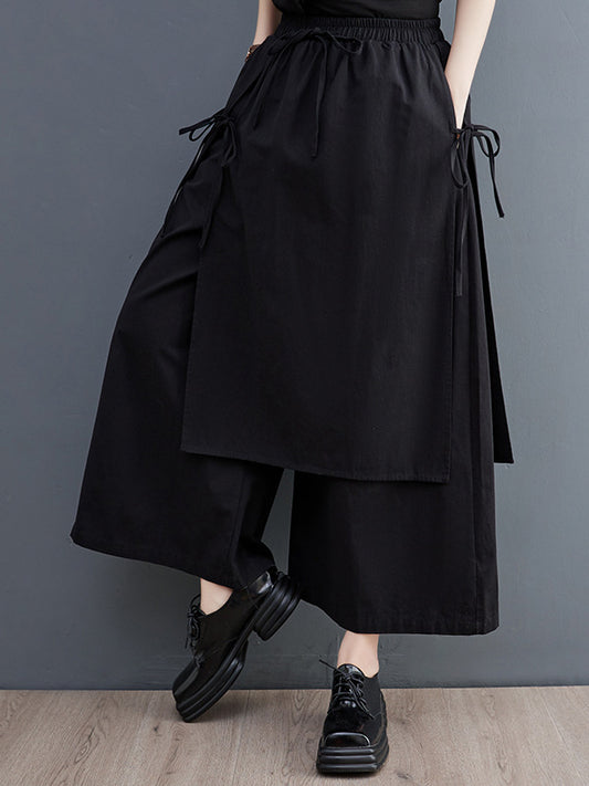 xakxx Ninth Pants Wide Leg Solid Color Split-Joint Casual Pants Bottoms