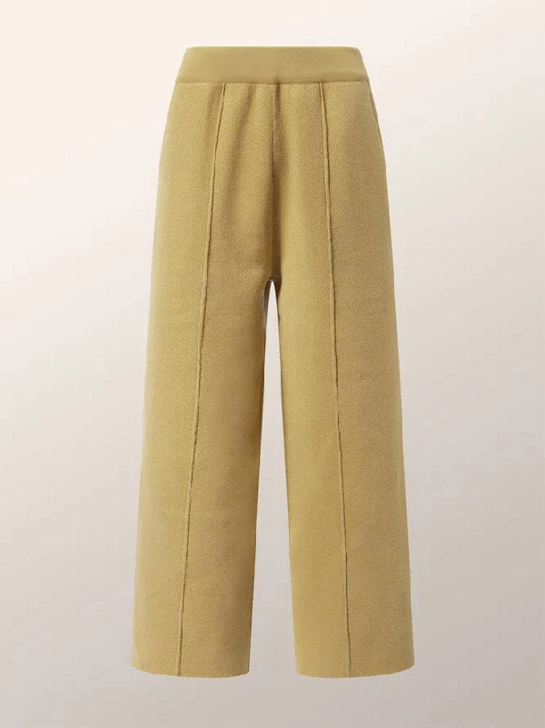 xakxx Ninth Pants Wide Leg Solid Color Pants Trousers
