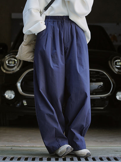 xakxx High Waisted Loose Solid Color Casual Pants Bottoms