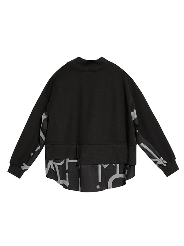 xakxx Original Split-Joint False Two Sweatshirt Tops