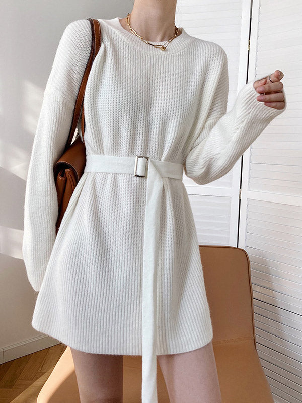 xakxx Loose Lace-Up Knitting Dress