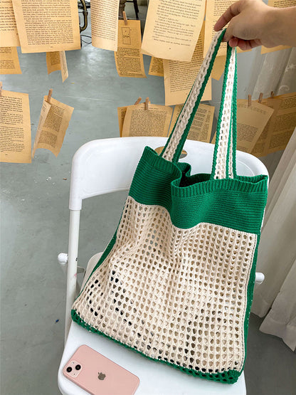 xakxx Beach Contrast Color Hollow Bags Accessories