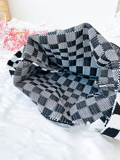 xakxx Casual Weave Contrast Color Plaid Bags Accessories