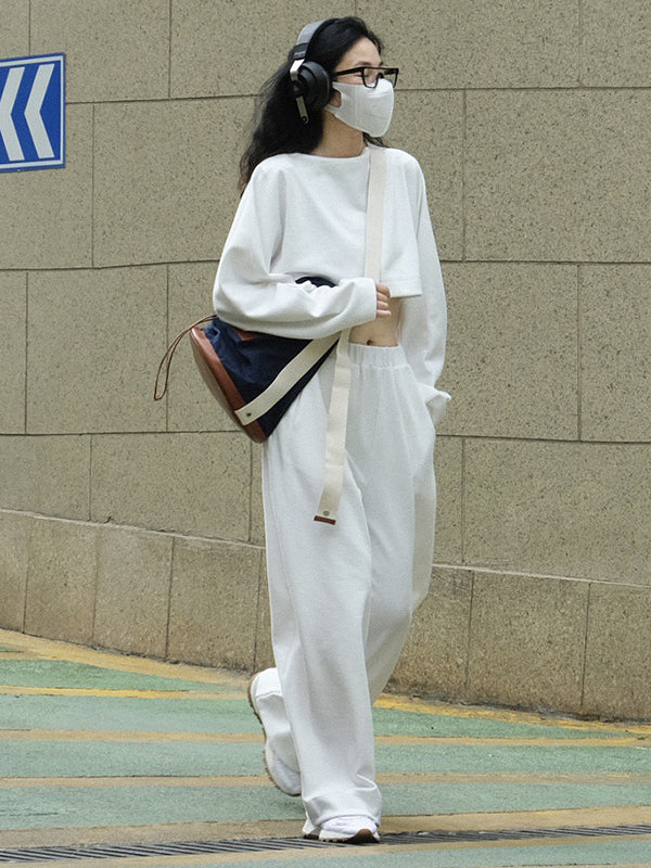 xakxx Casual Wide Leg Loose Solid Color Pants