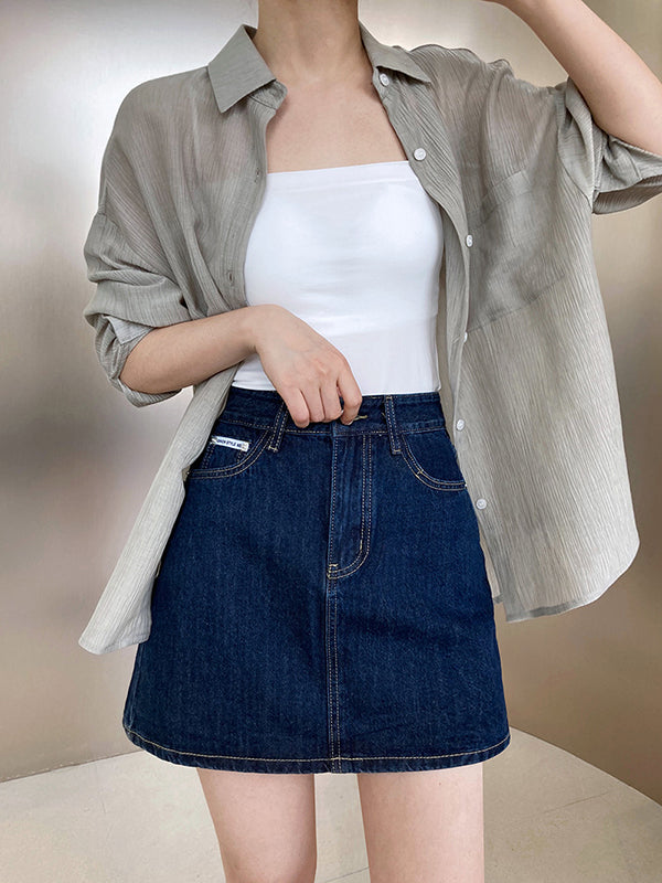 xakxx Simple Casual Solid Color Spaghetti-Neck Vest Top