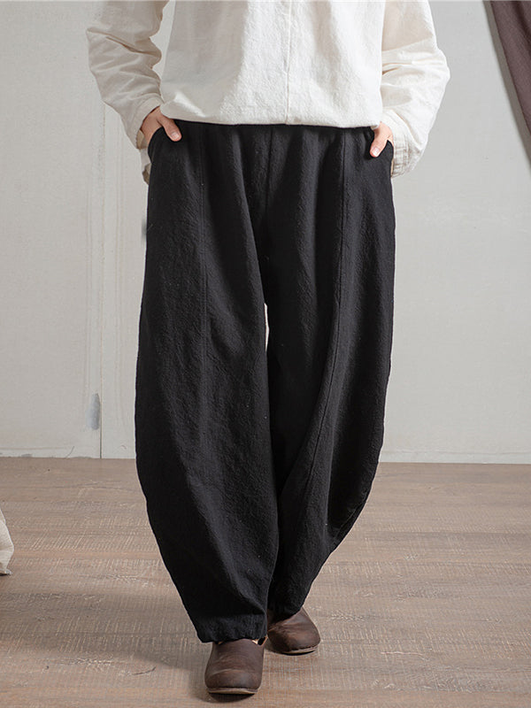 xakxx Simple High Waisted Solid Color Wide Leg Pants