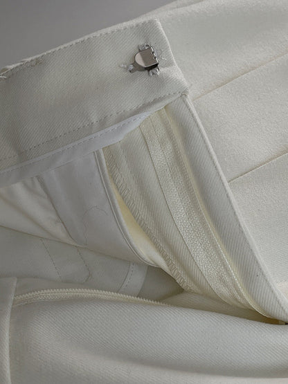 xakxx Loose Pleated Solid Color Wide Leg Pants Bottoms