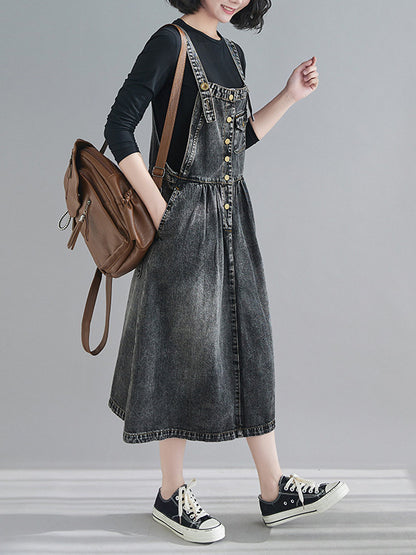 xakxx Original Sleeveless With Pocket Denim Dress