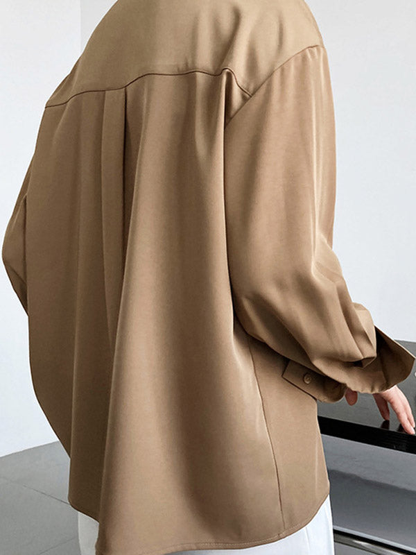 xakxx Stylish 3 Colors Solid Color Long Sleeves Blouse